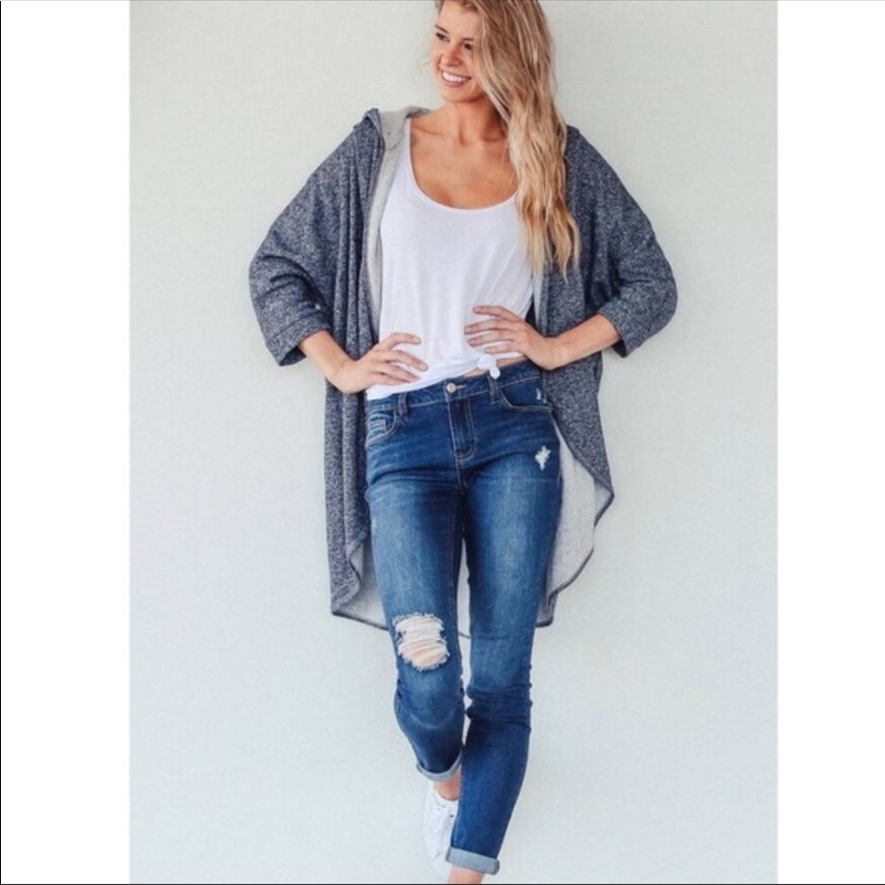 Navy fleeced Kimono